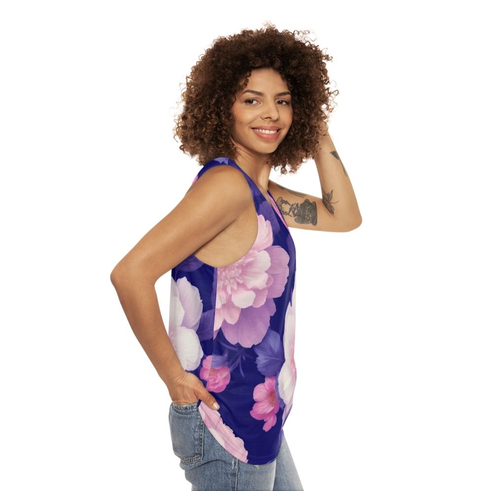 Floral pattern unisex tank top - women side