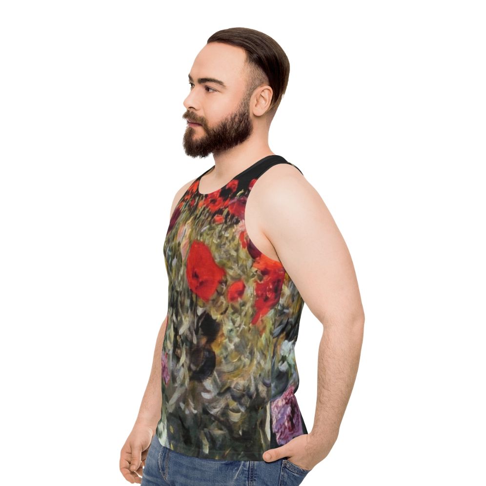 Unisex tank top featuring John Singer Sargent's Poppies painting - men side