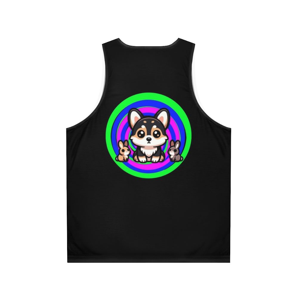 Tricolor Corgi Unisex Tank Top - Back