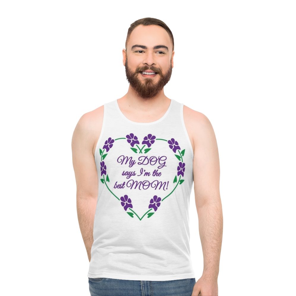 Best Dog Mom Purple Pawprint Flowers Unisex Tank Top - men