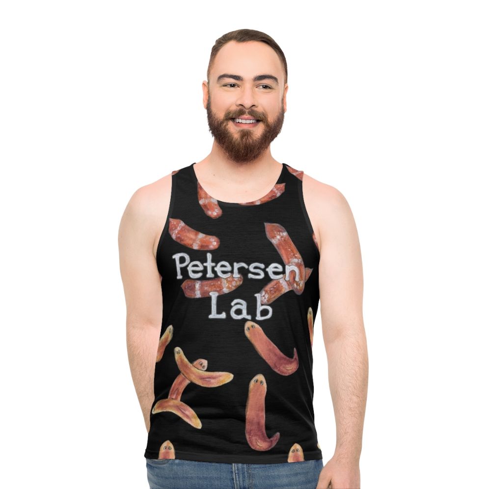 Watercolor worm science design unisex tank top - men