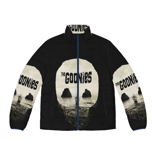 Goonies Retro 80s Puffer Jacket with movie character graphics