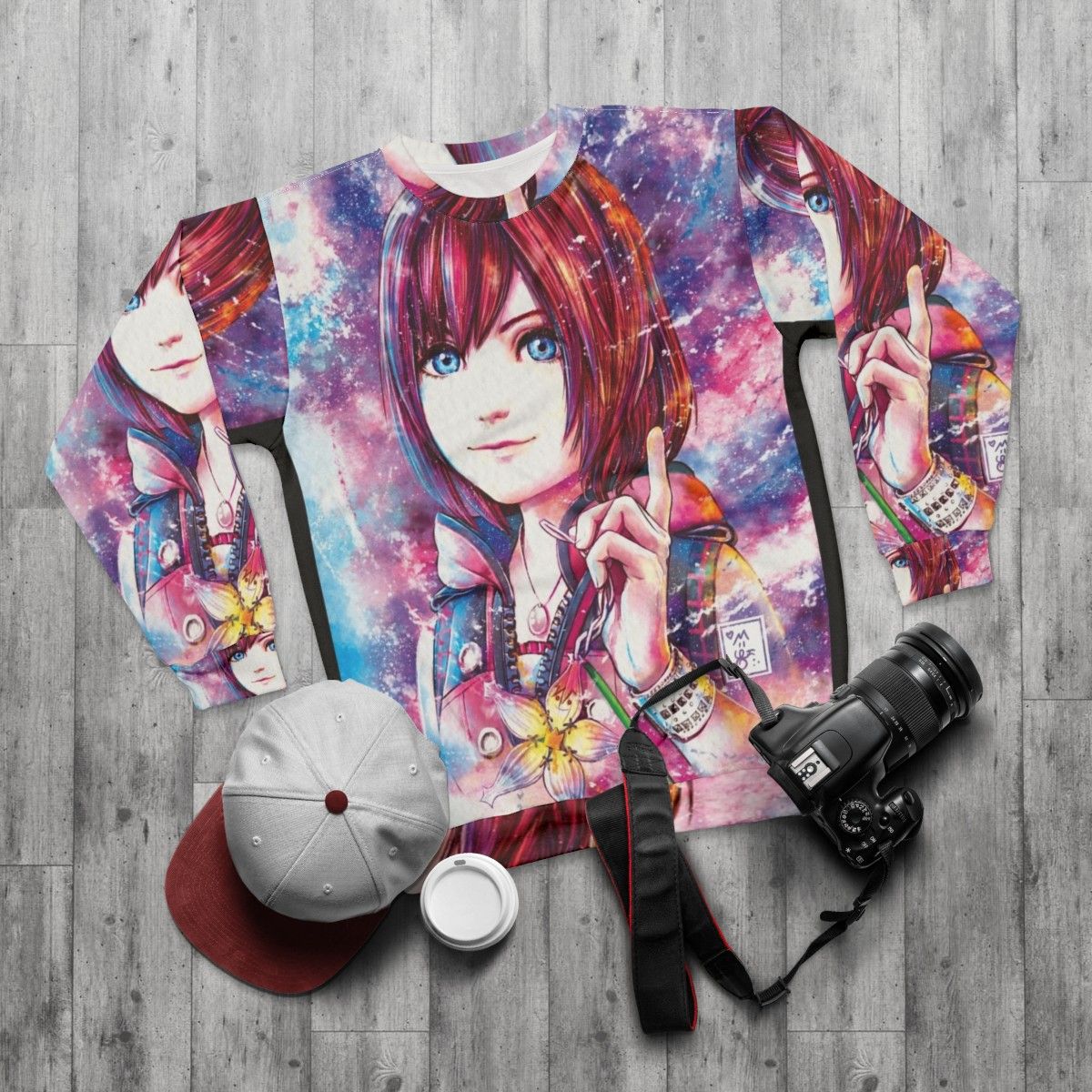 Kairi watercolor design sweatshirt - flat lay