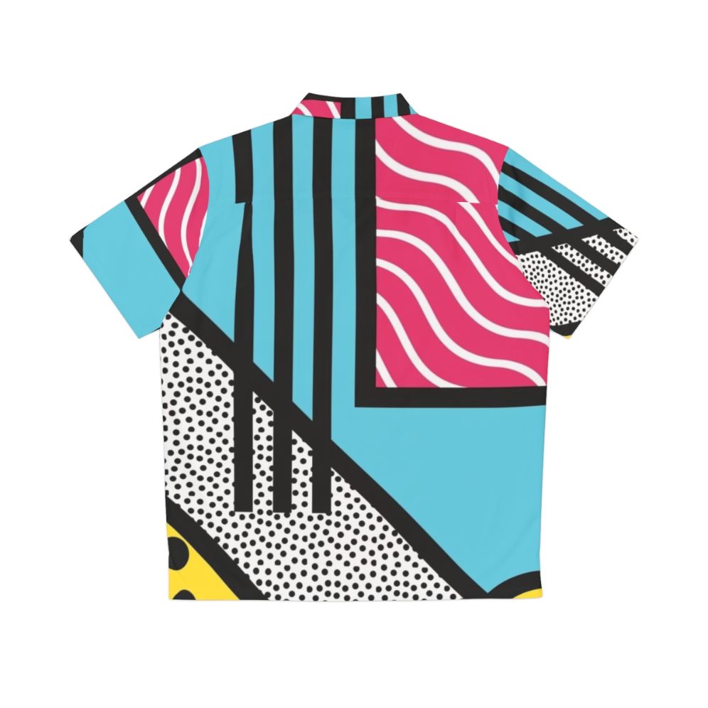 Abstract 80s Memphis pop art style graphics Hawaiian shirt - Back