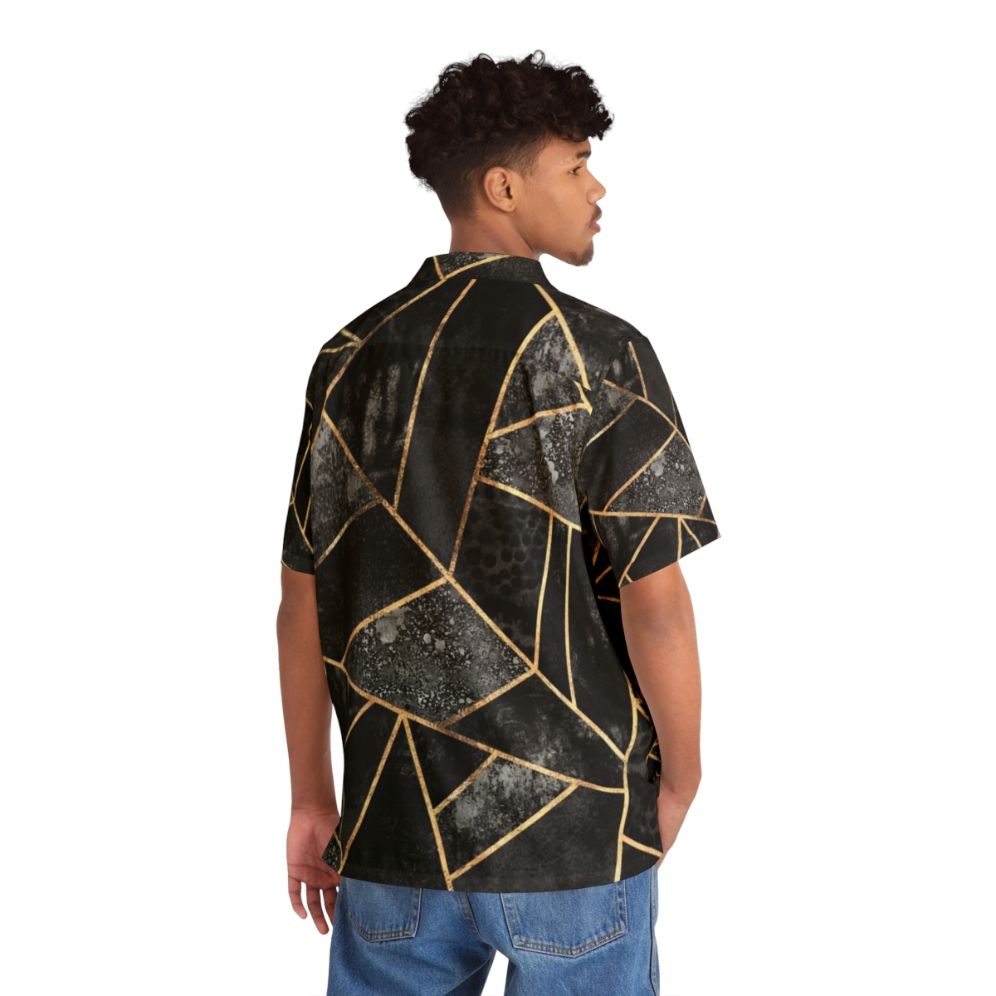 Black Stone 2 Hawaiian Shirt with Geometric Pattern - People Back