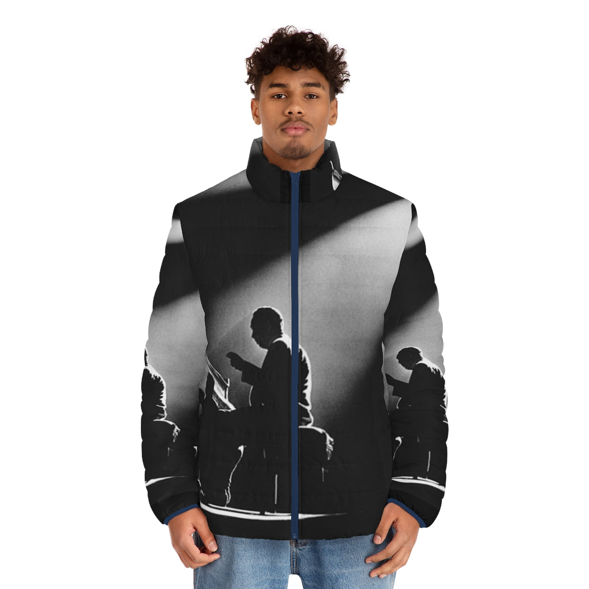 Duke Ellington-inspired puffer jacket for jazz and swing dance enthusiasts - men front