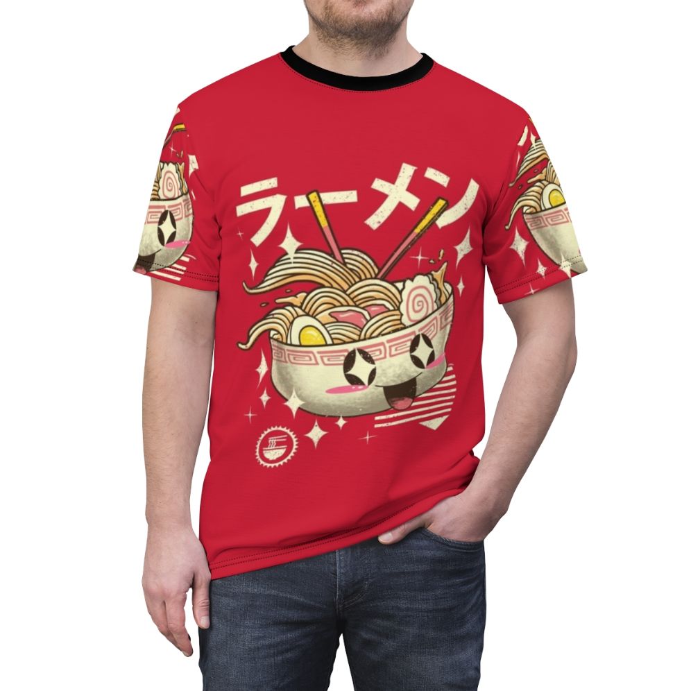 Kawaii ramen graphic design on a t-shirt - men front