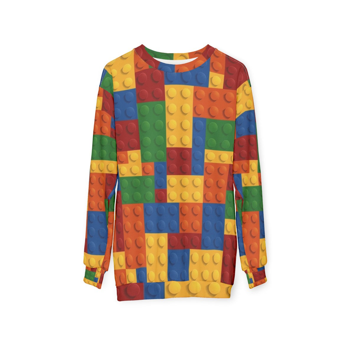 Modeling a block pattern sweatshirt with gaming-inspired design - hanging