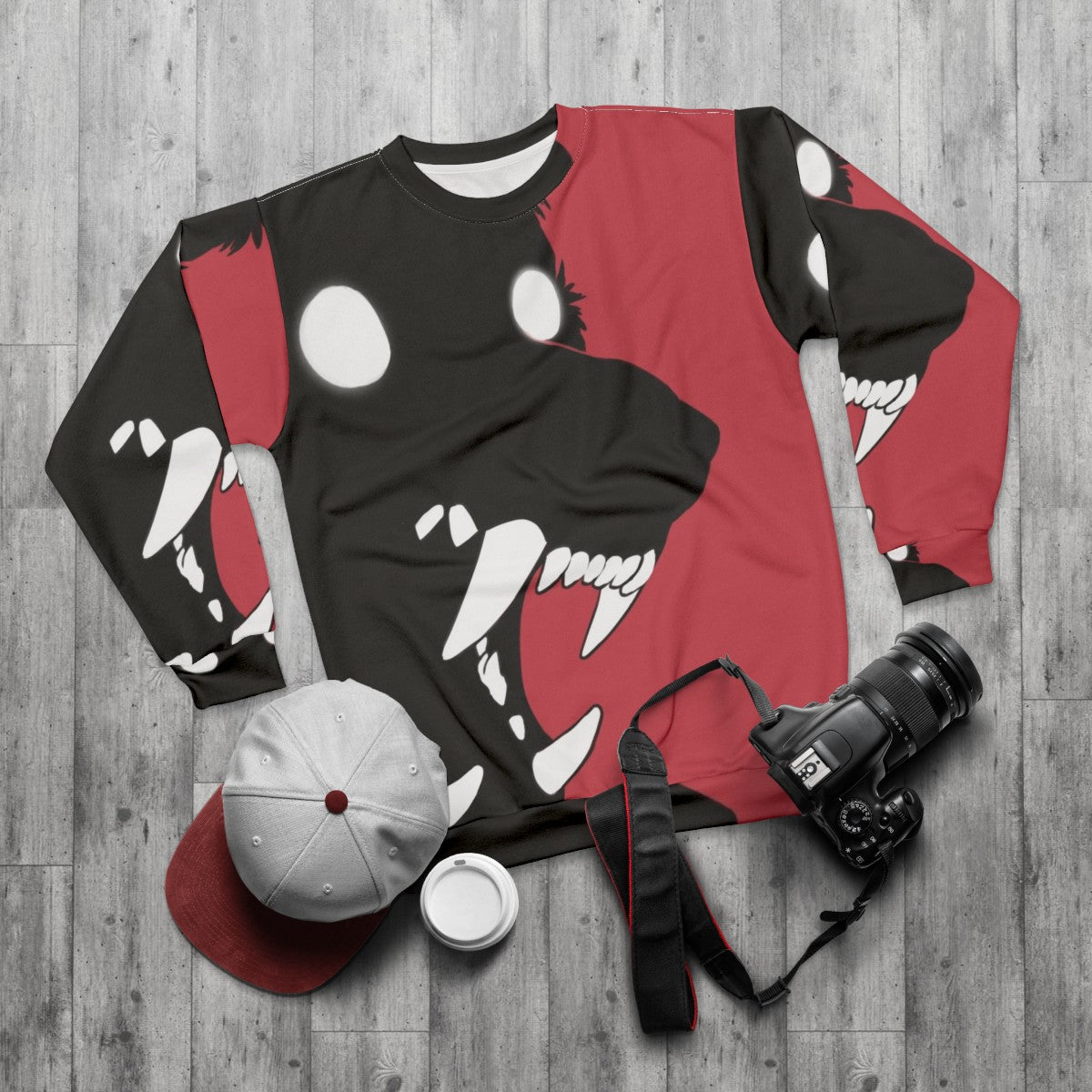 Black Shuck cryptid monster sweatshirt - flat lay