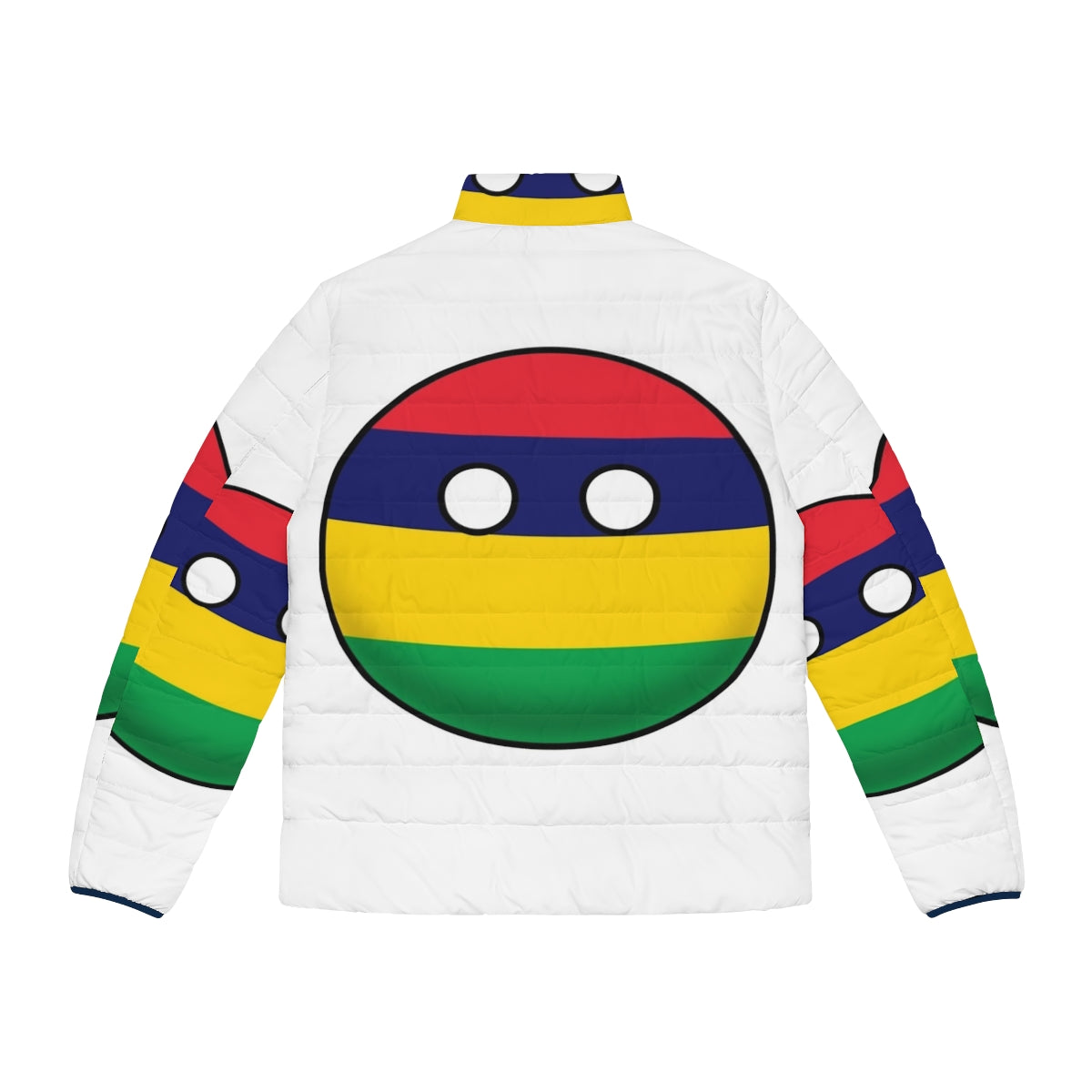 Mauritius Countryball Puffer Jacket featuring the iconic Mauritius flag design - Back