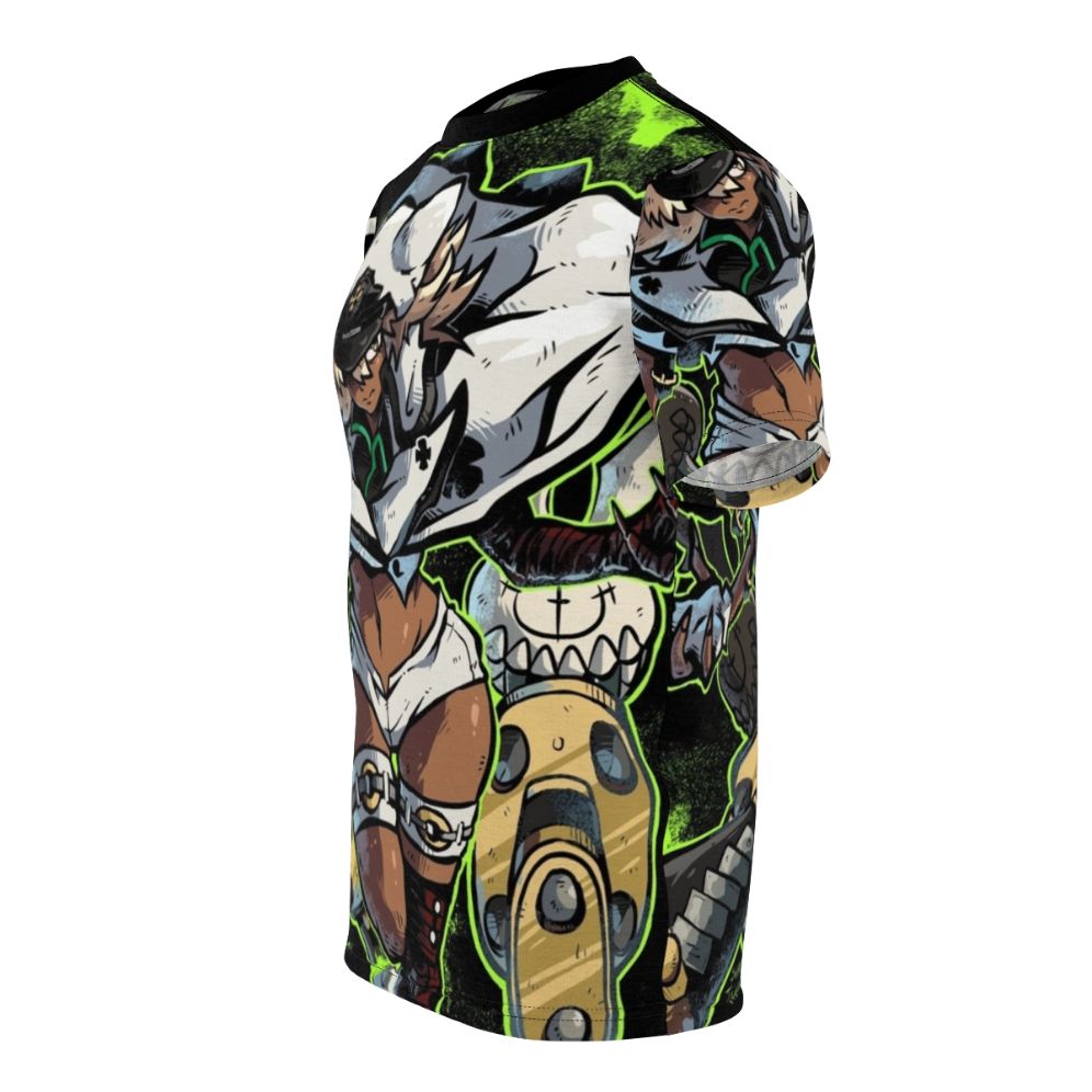 Anime-style t-shirt featuring Ramlethal, a character from the popular fighting game Guilty Gear Strive - men left