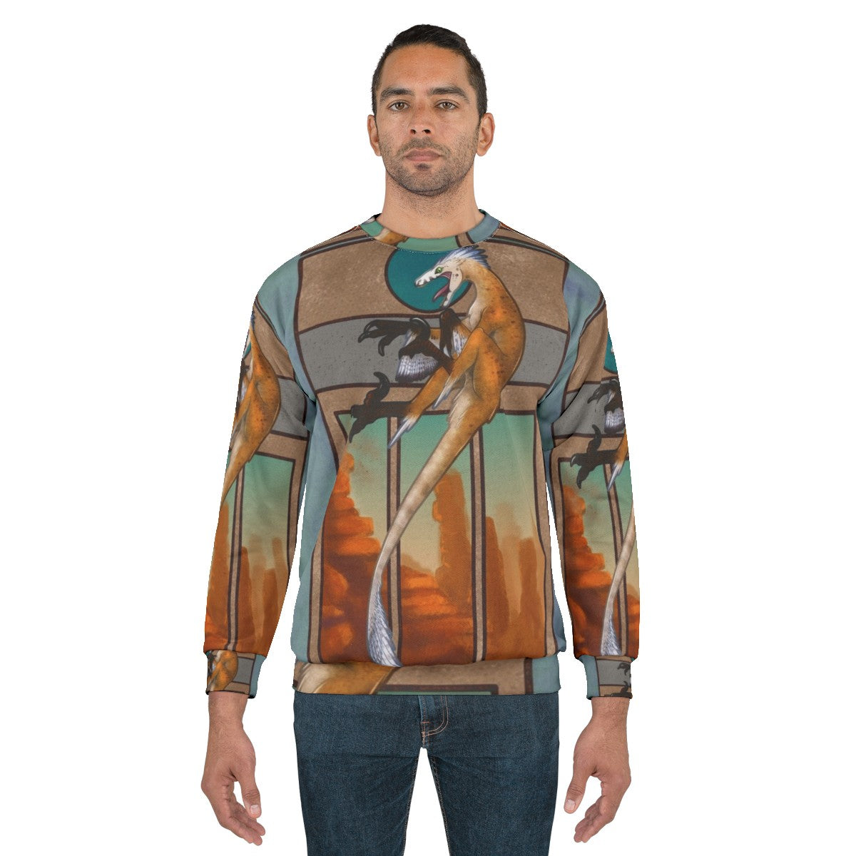 Feathered Velociraptor Dinosaur Sweatshirt - men