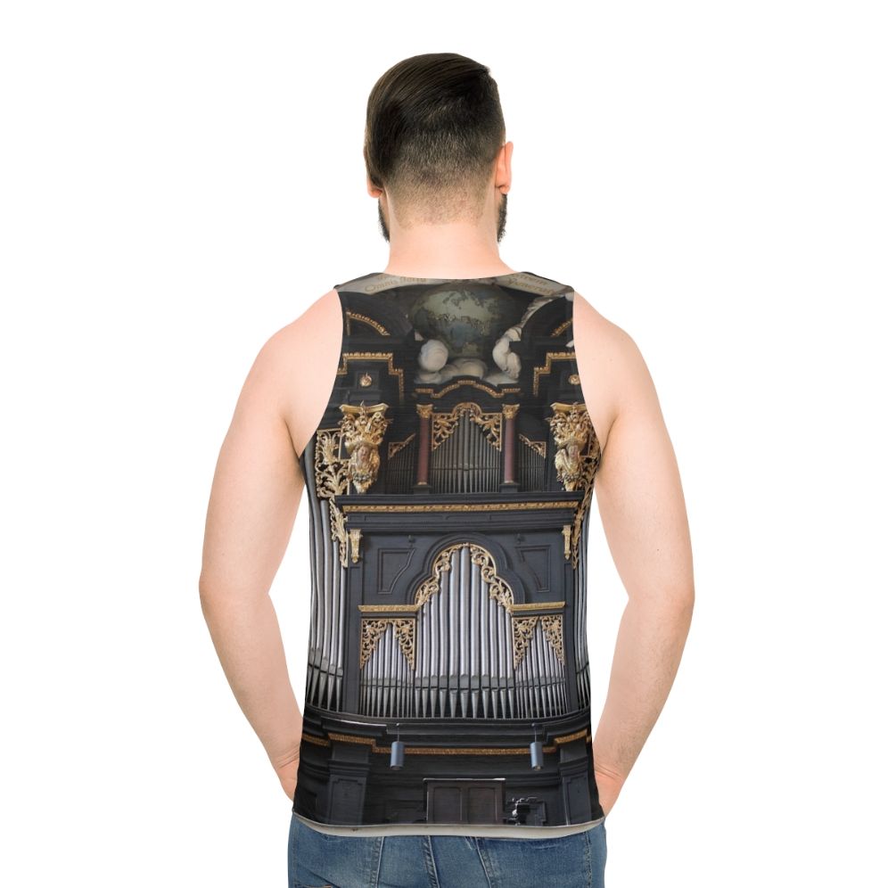 Unisex tank top featuring the main pipe organ of St. Emmeram Church in Regensburg, Germany - men back