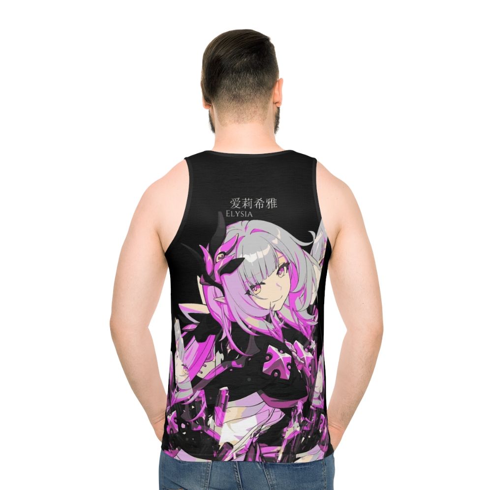 Reflective crystal unisex tank top with fantasy and anime design - men back