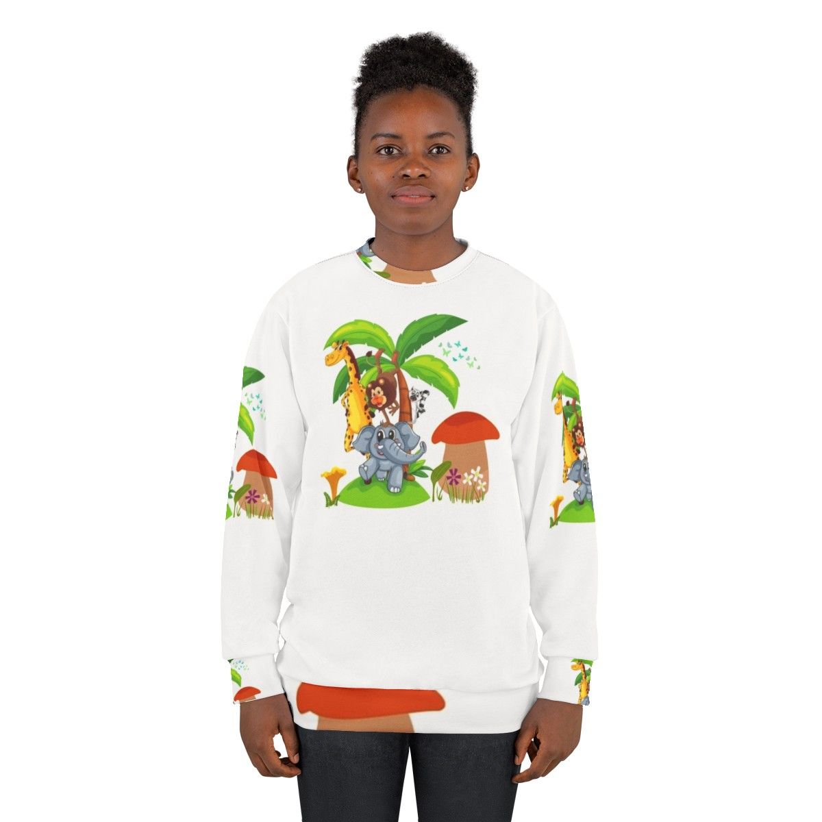 Legendary animals sweatshirt featuring mystic dragon, lightning dragon, and unicorn designs - women