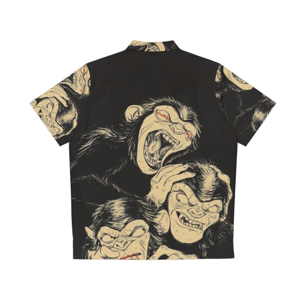 Three wise monkeys Hawaiian shirt with see no evil, hear no evil, speak no evil design - Back