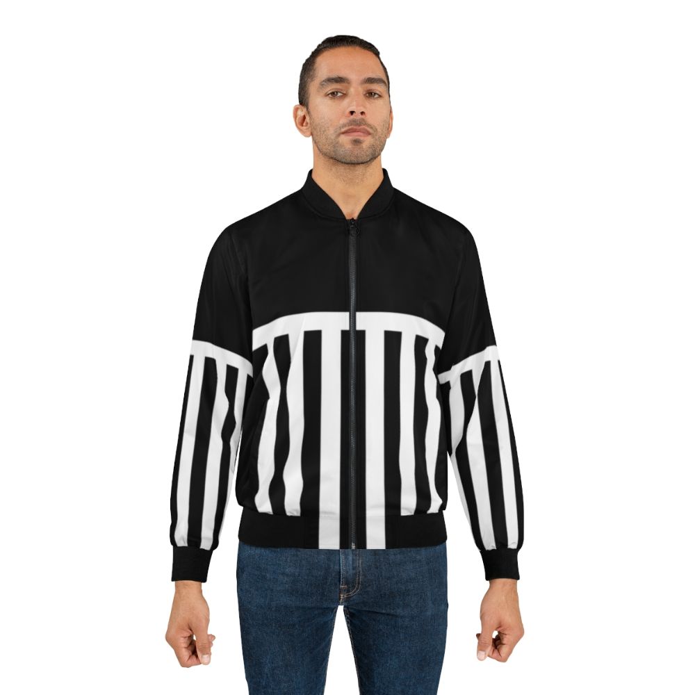 Port Adelaide Power Prison Bars Bomber Jacket with black and white stripes - Lifestyle