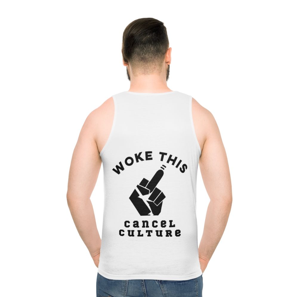 Anti-Woke Unisex Tank Top - men back