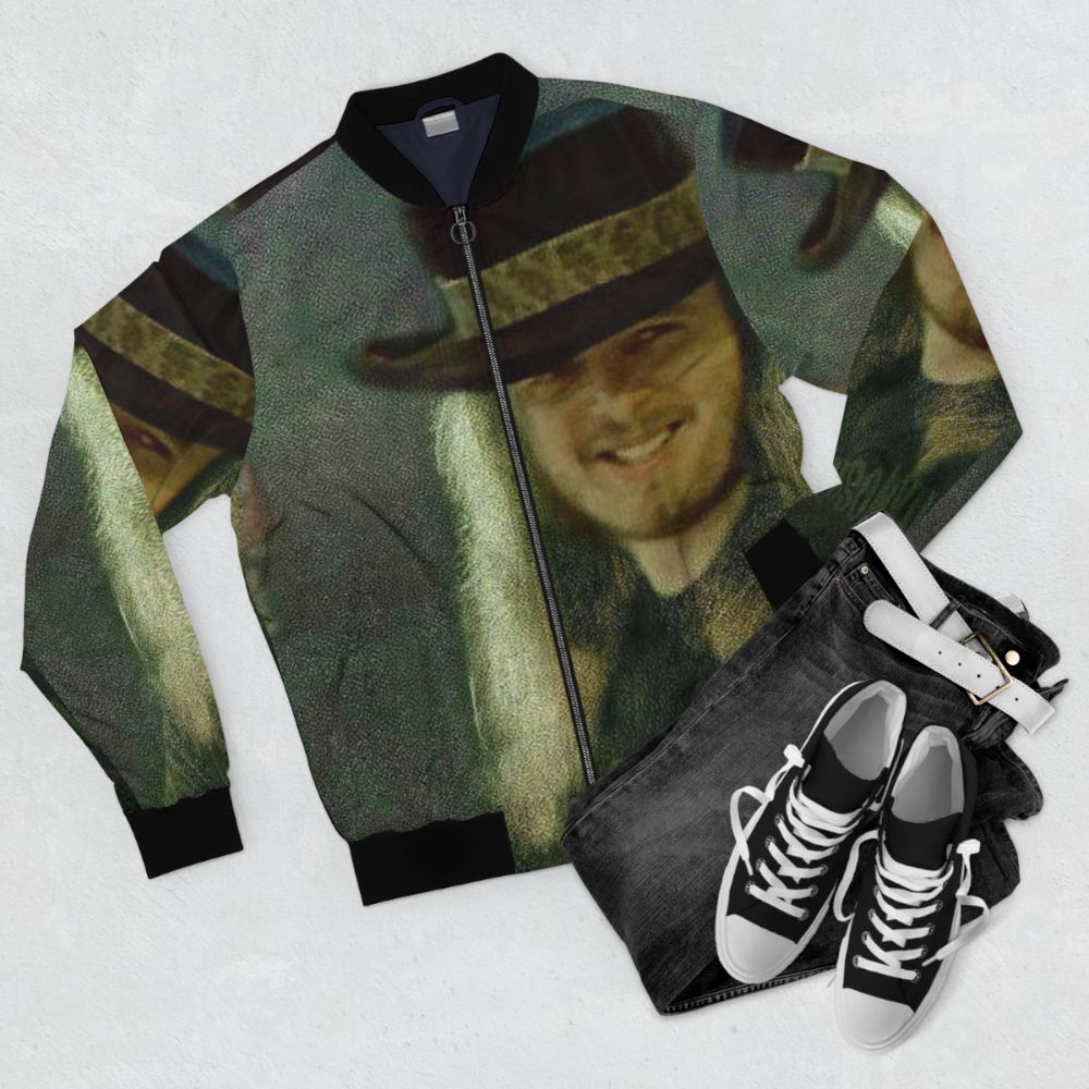 Ronnie Van Zant Lynyrd Skynyrd Bomber Jacket - Flat lay