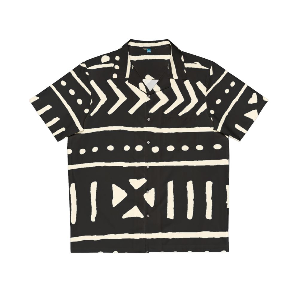 Black and white African mud cloth pattern Hawaiian shirt