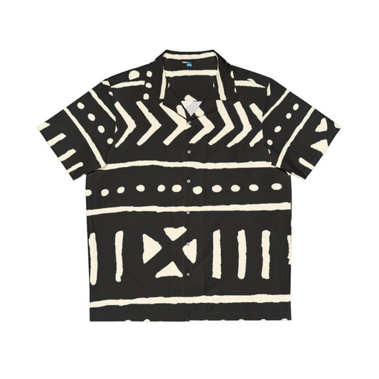 Black and white African mud cloth pattern Hawaiian shirt