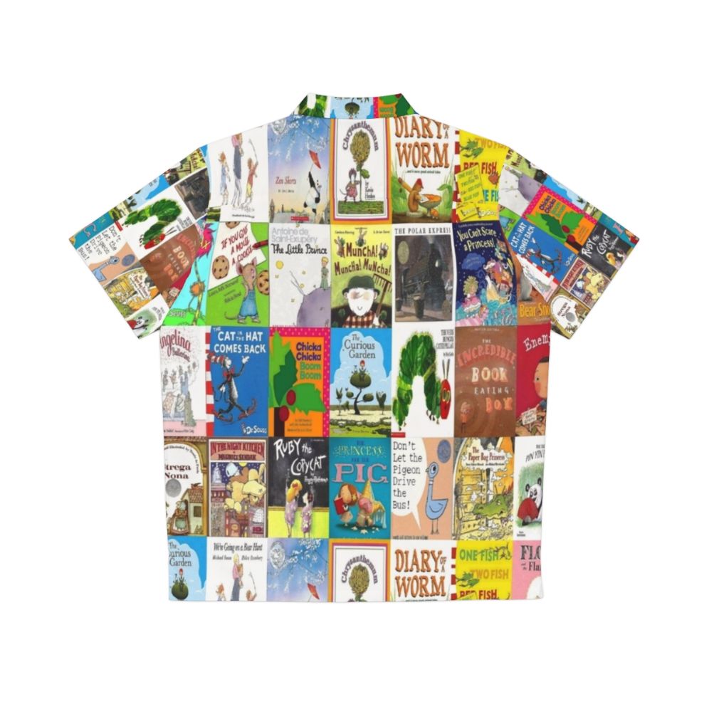 Children's picture book covers featured on a tropical Hawaiian shirt - Back