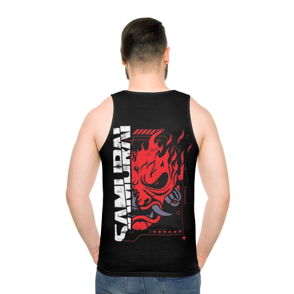 Cyberpunk Samurai Rock Band Unisex Tank Top - men back