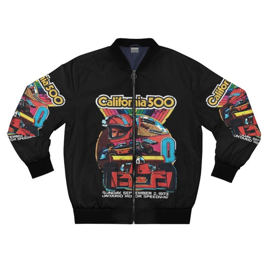 Vintage California 500 Premium Bomber Jacket with racing and classic car graphics