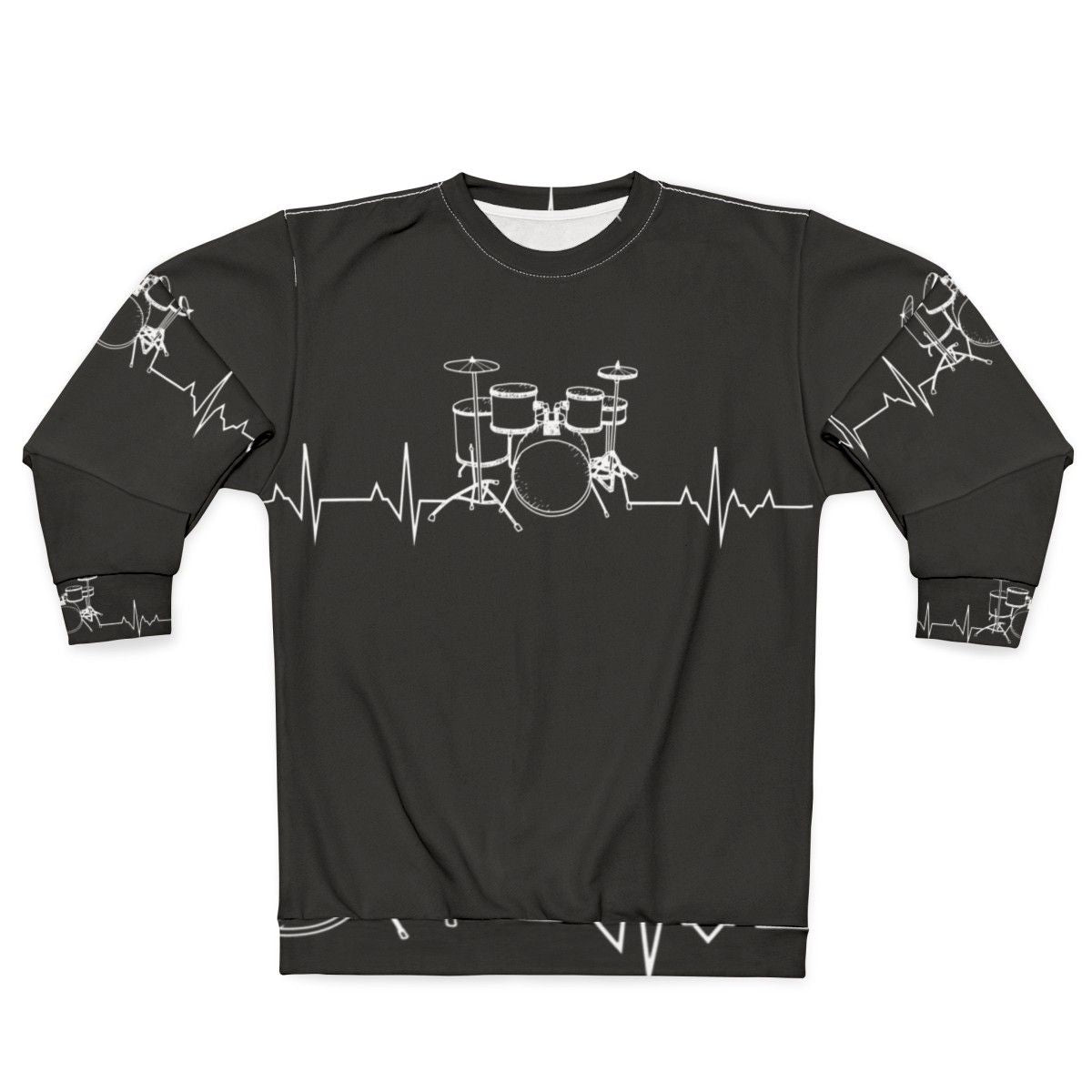 Drummer Sweatshirt with Heartbeat Design