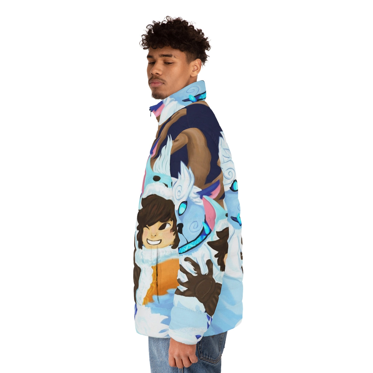 Nunu and Willump League of Legends Puffer Jacket - Cute Blue Champion Apparel - men side left