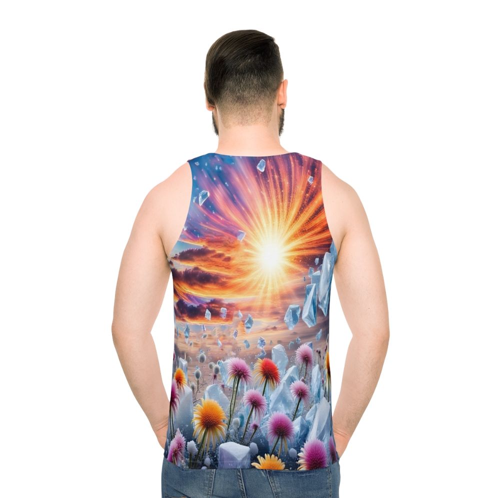 Flower Sunset Unisex Tank Top - men back