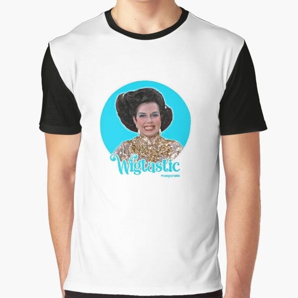 Vintage-inspired graphic t-shirt featuring the image of classic Hollywood movie star Ann Miller, a campy gay icon.