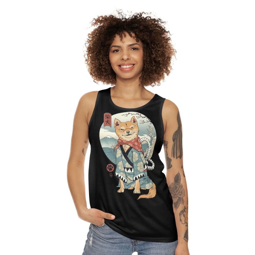 Shiba Inu Unisex Tank Top with Ukiyo-e Inspired Graphic - women