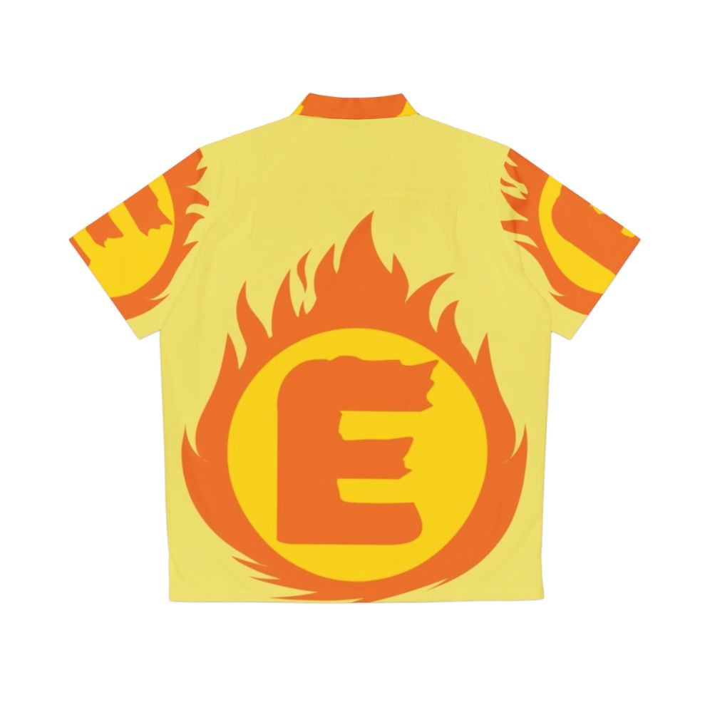 Superhero Letter E Fire Insignia Hawaiian Shirt - Back