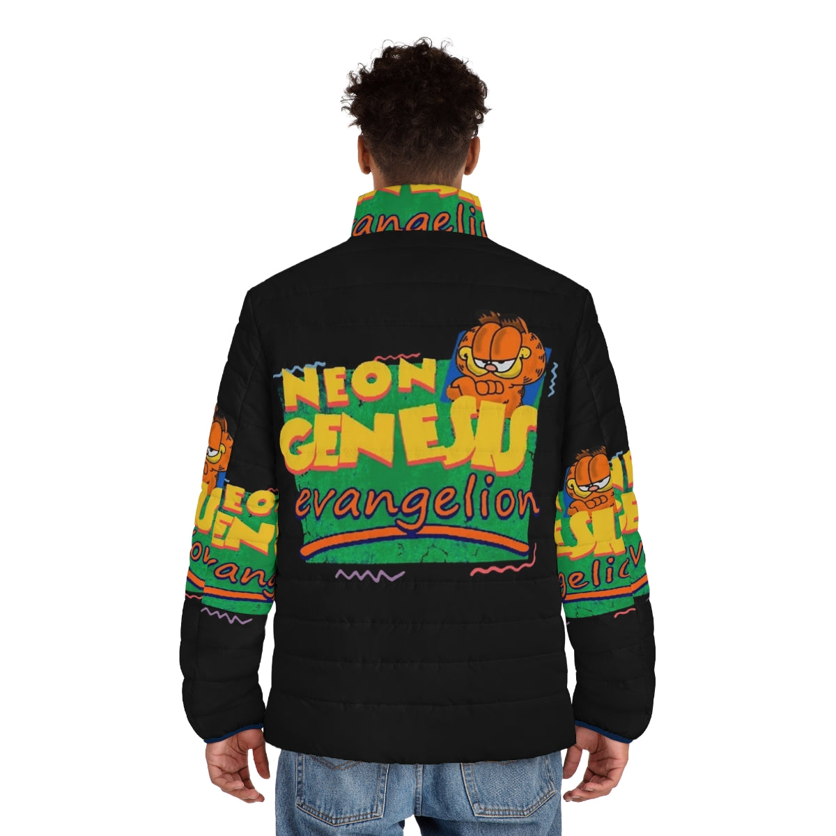 Neon Genesis Evangelion Nge Garfield Puffer Jacket - men back