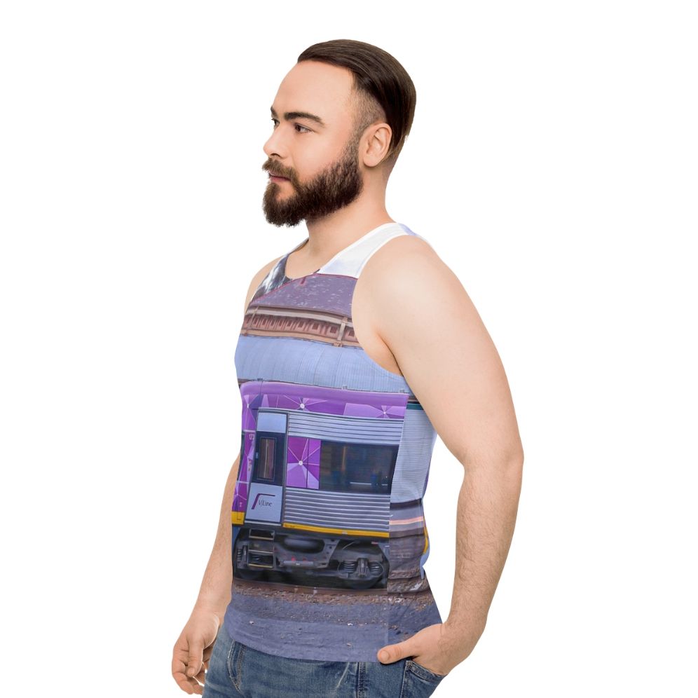 Unisex train tank top from Bendigo, Australia - men side