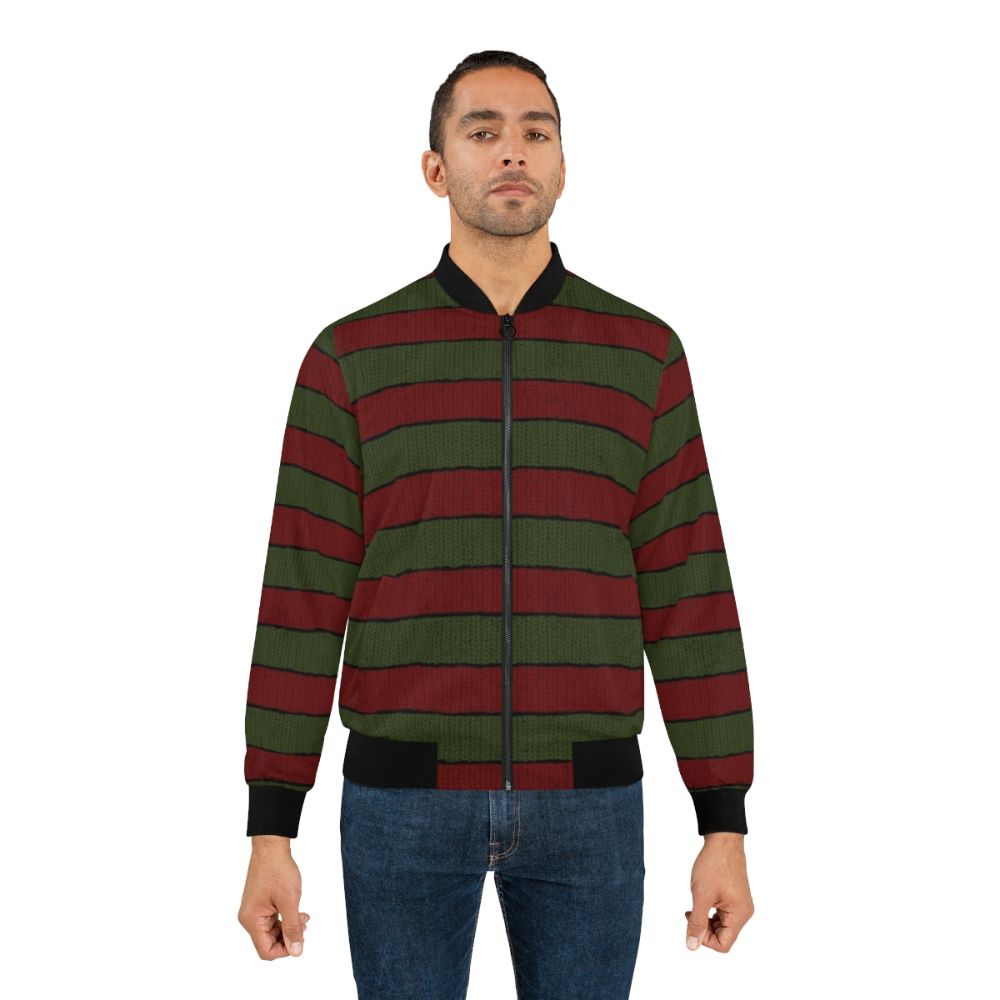 Freddy Krueger inspired knit bomber jacket with red and green stripes - Lifestyle