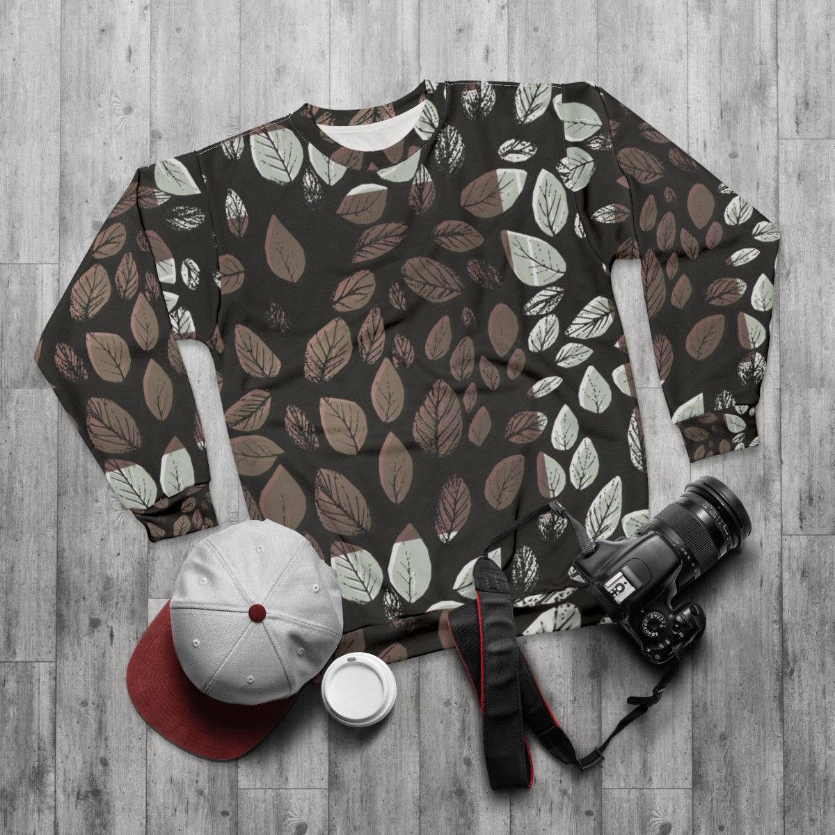 Leaves Desaturated Pattern Sweatshirt - flat lay