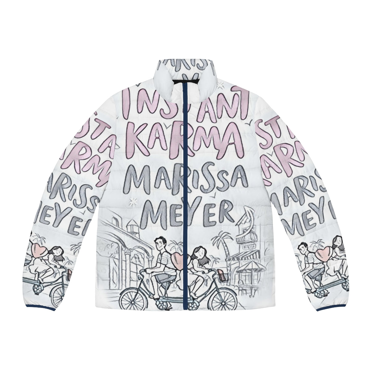 Instant Karma Lunar Chronicles Puffer Jacket with romance and bookish design