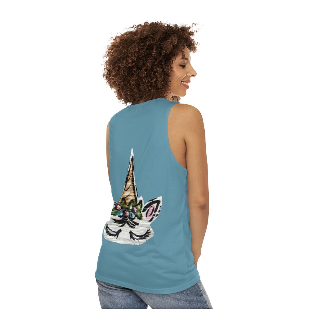 Unisex floral unicorn tank top - women back