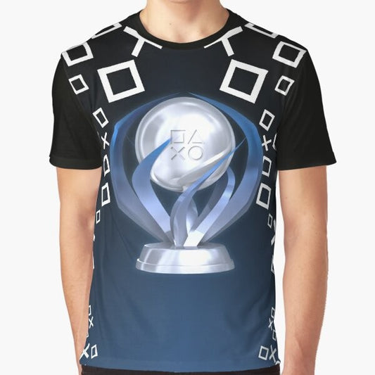 Platinum Trophy Graphic T-Shirt for Gamers and Trophy Collectors