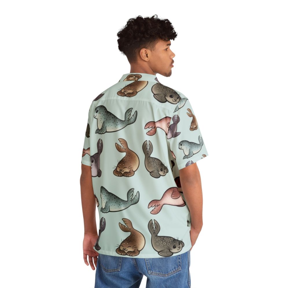 Tropical Hawaiian shirt with cute seal print design - People Back