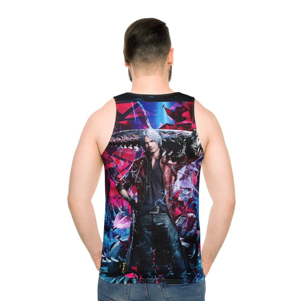 Devil May Cry V Dante Ultimate Unisex Tank Top with Vibrant Abstract Design - men back