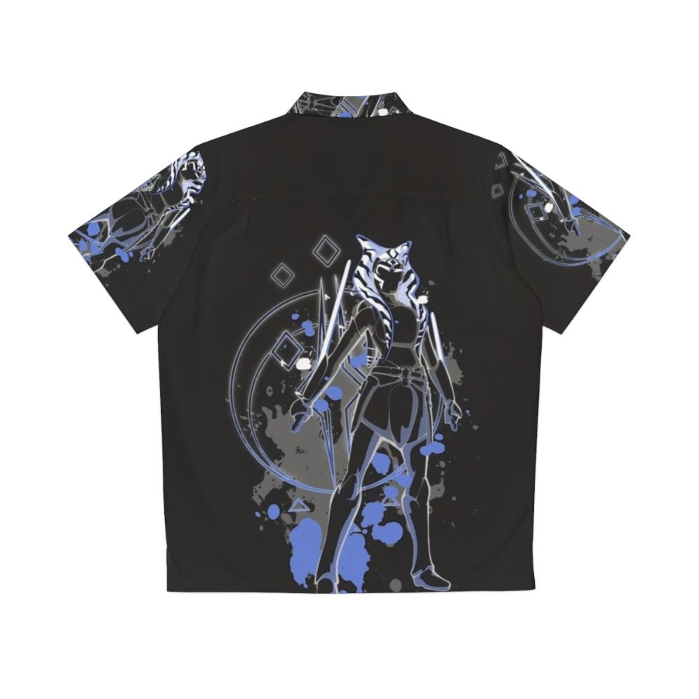 Ahsoka-inspired Hawaiian shirt with lightsaber and togruta silhouette - Back