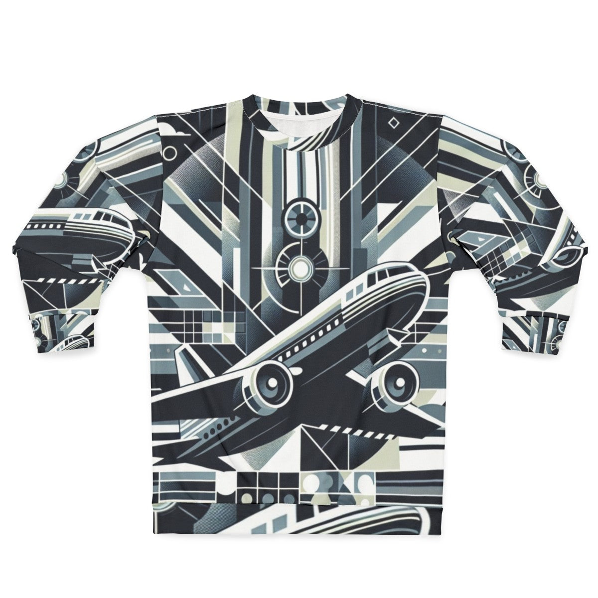 Skyward bound sweatshirt with aviation inspired abstract technology design