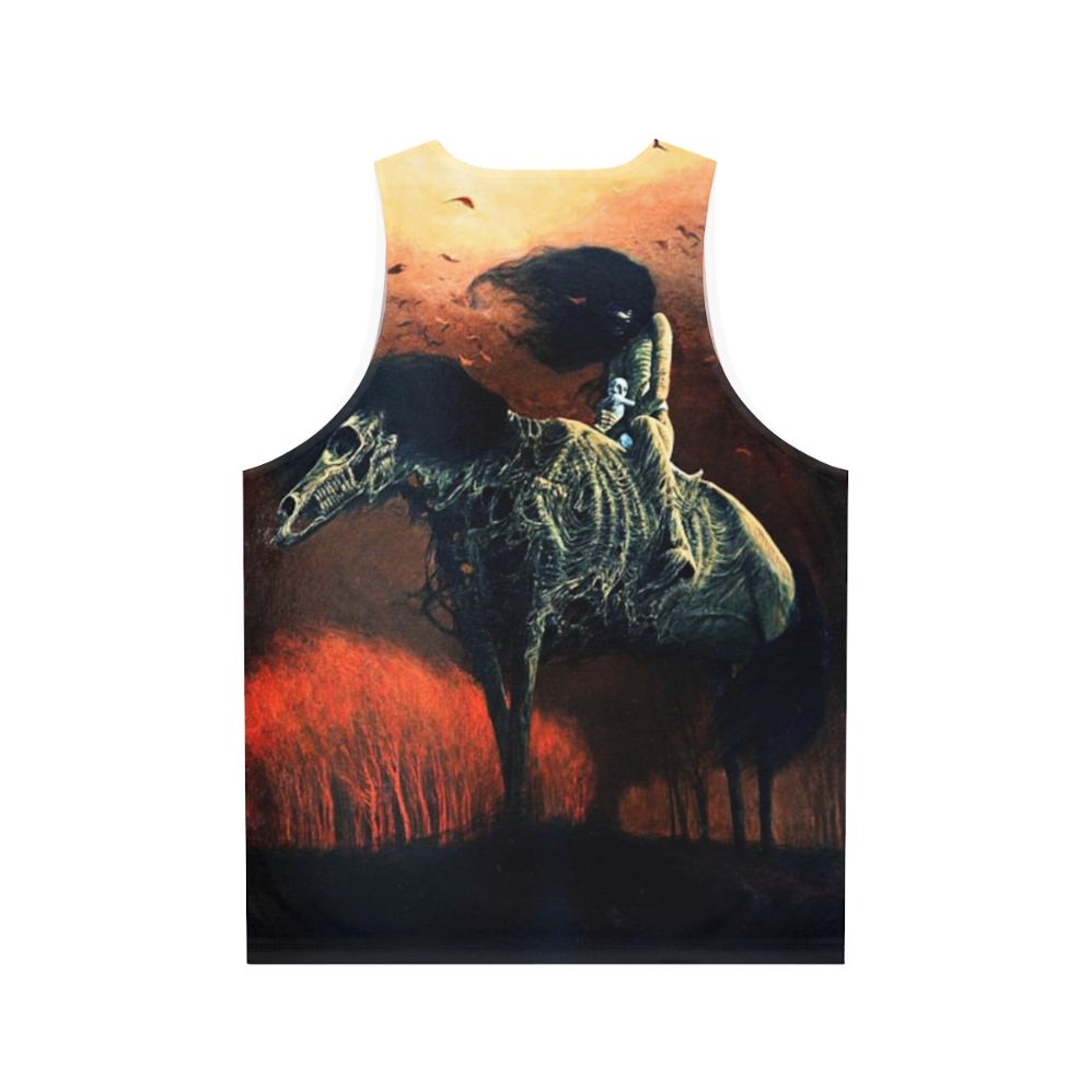 Surreal Horse Rider Unisex Tank Top Artwork by Zdzisław Beksiński - Back