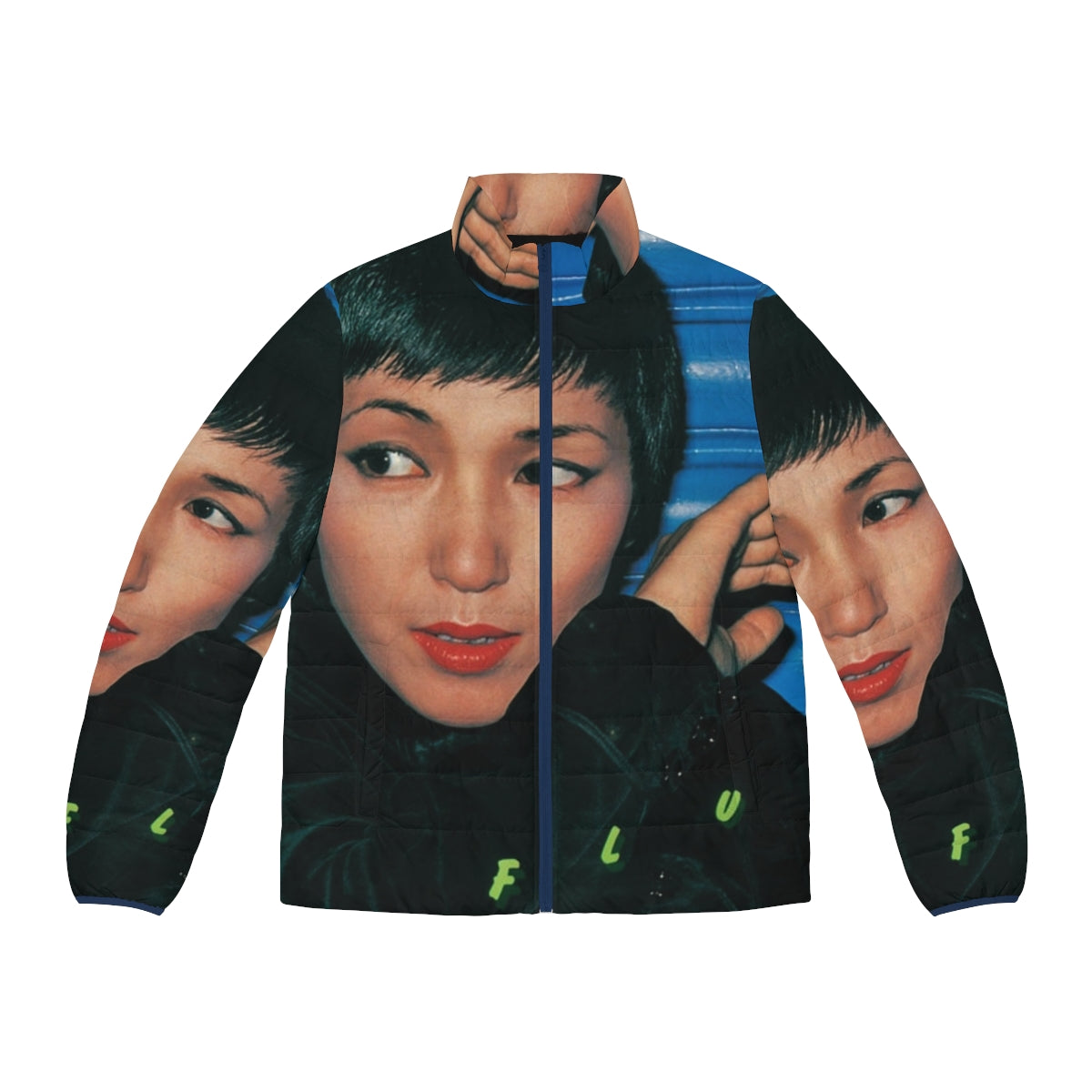 Junko Ohashi inspired vaporwave puffer jacket with retro 80s 90s colorful aesthetic