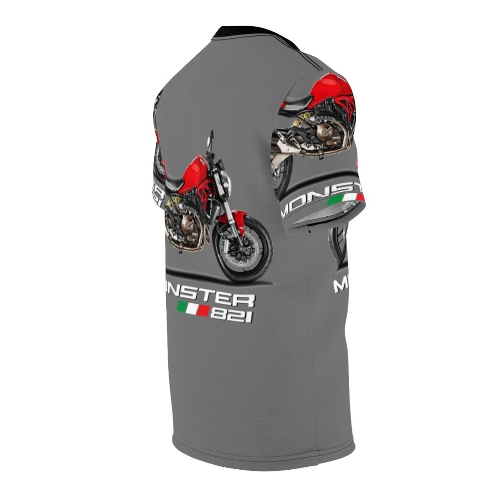 Stylish t-shirt featuring the iconic Monster 821 motorcycle design for sports bike enthusiasts - men right