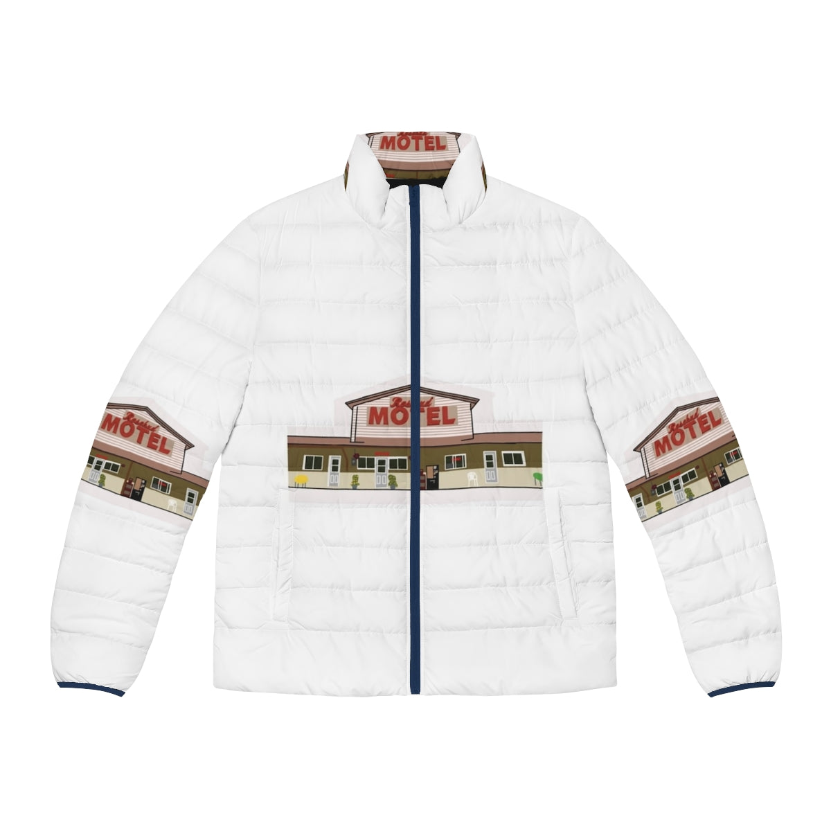 Rosebud Motel Puffer Jacket from the popular TV series Schitt's Creek