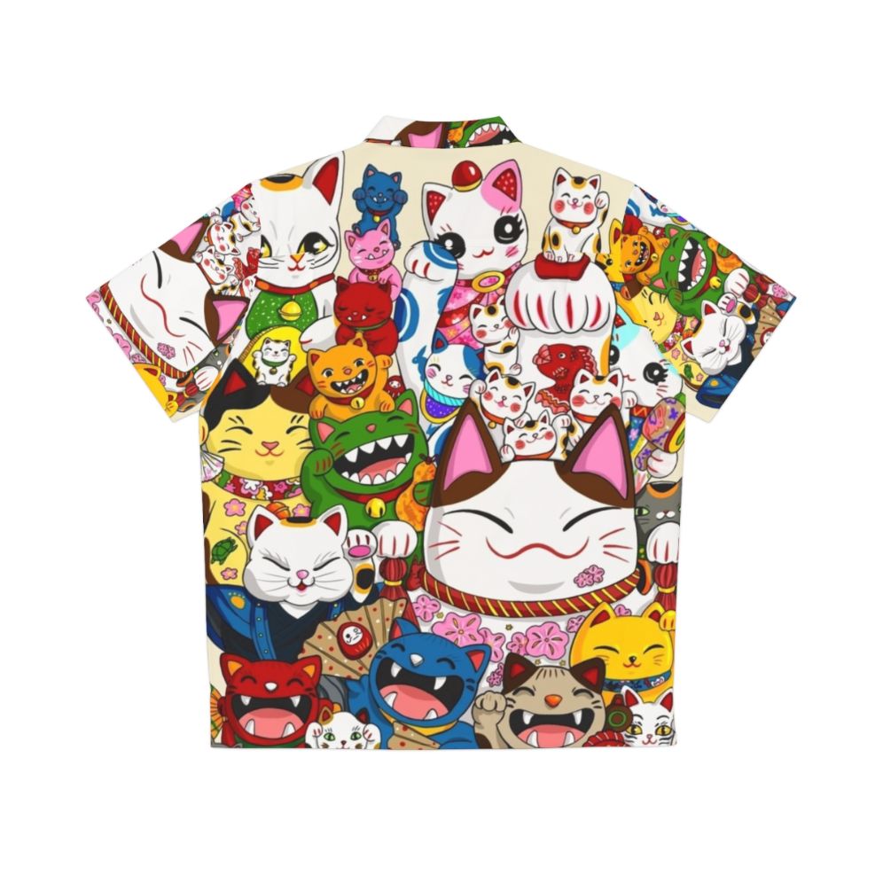 Colorful maneki neko lucky cat Hawaiian-style shirt - Back